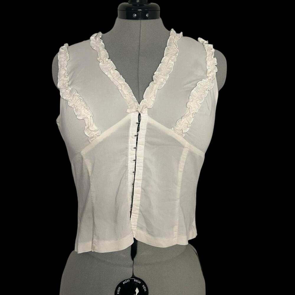 Vintage Forever 21 White Ruffle Shirt Size S
